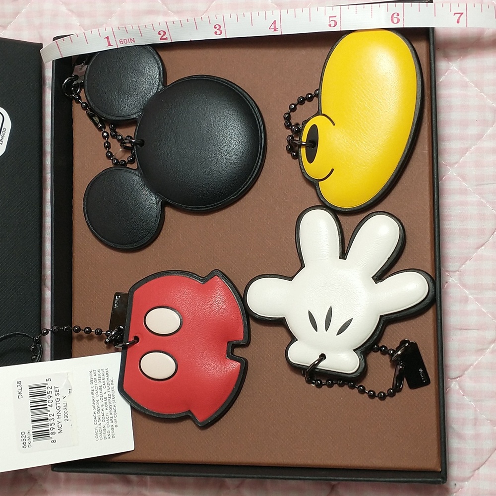 Disney x Coach Mickey Mouse Keychain / Bag Charm Set + Matching Stickers - Picture 7 of 10